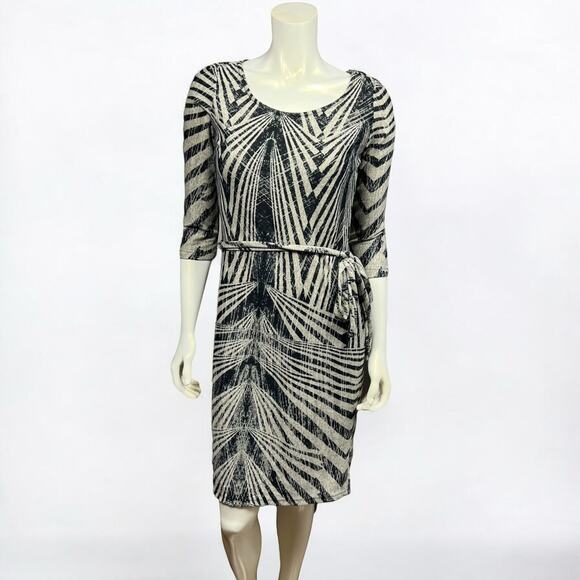 Mlle Gabrielle Zebra Print Sweater Dress Black White Abstract 3/4 Sleeve Medium - Picture 1 of 10